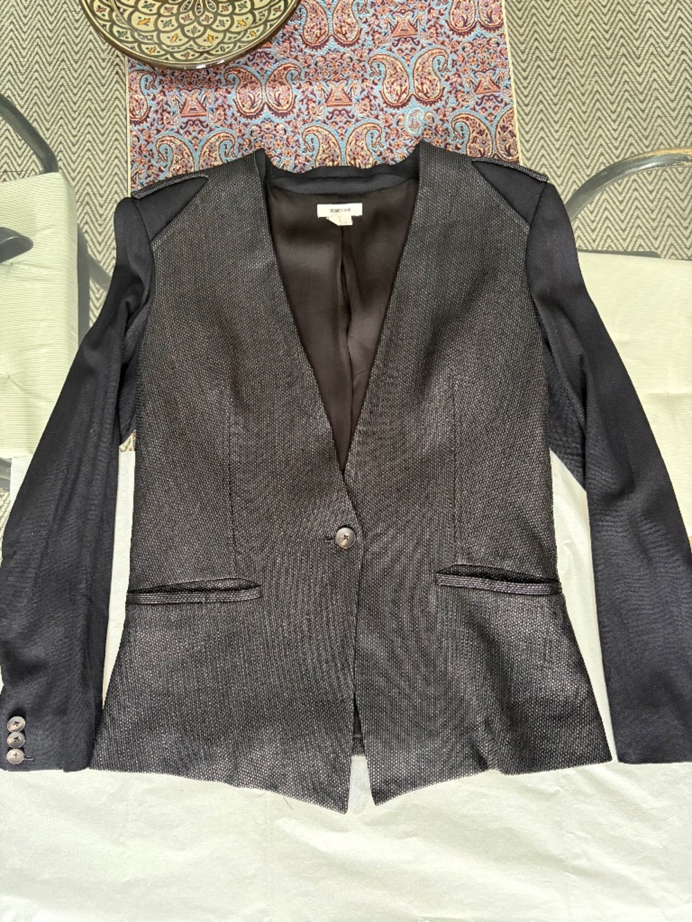 Helmut Lang (8/M) wool & silk two-fabric fitted blazer